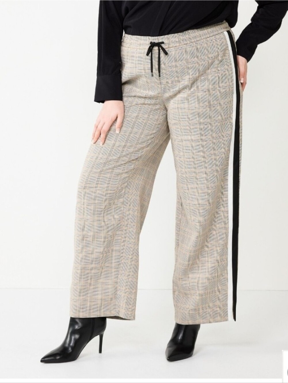 ✨️Nine West NWT Plaid Wide Leg Pants Side Stripe Drawstring XXL🏷️ NEW WITH TAGS